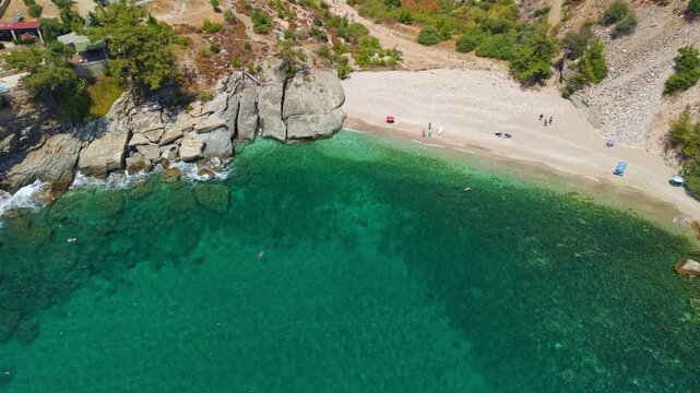 Aerial View of Alyki Peninsula and Gorgona Beach, Thasos, Greece