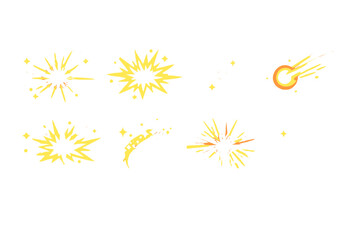 Set of yellow comic burst and sparkle effect elements © Alan