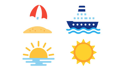 Summer travel and beach vacation themed flat icon set © Alan
