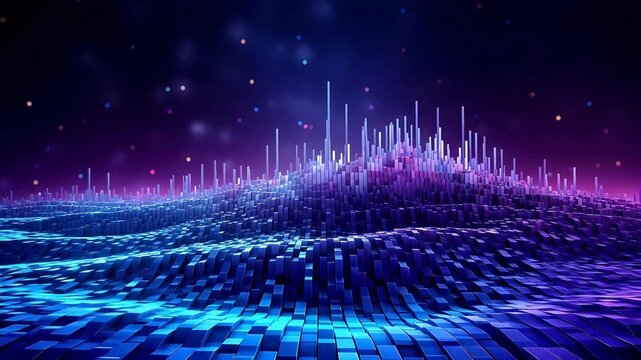Digital purple and blue data background