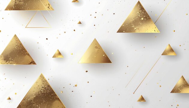 Gold vector background with a simple and minimalist design featuring geometric triangles on a white background.