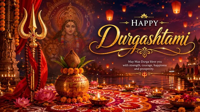 Godess Durga on Maha Navratri, Navadurga, Durga Puja, Sharad Navratri, Jyeshtha Shukla Ashtami/Masik Durga Ashtami, Mahanavami, Vijayadashami, Dussehra, Durga/Mahakali/Jagadamba, Bhavani