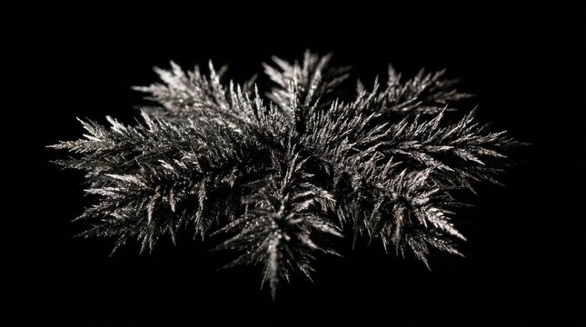 Single dramatic bismuth crystal cluster with sharp metallic spikes against pure black background