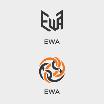 Modern Abstract Logo Designs With EWA Initials.