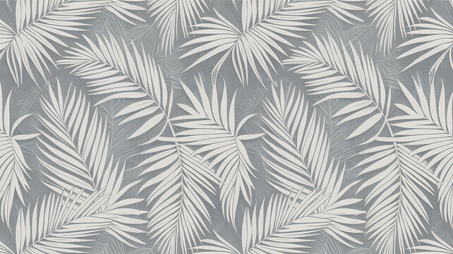 Gray and white tropical palm leaf pattern background texture transparent background