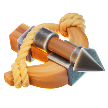 Crossbow 3D Render Icon, Classic Weapon Illustration