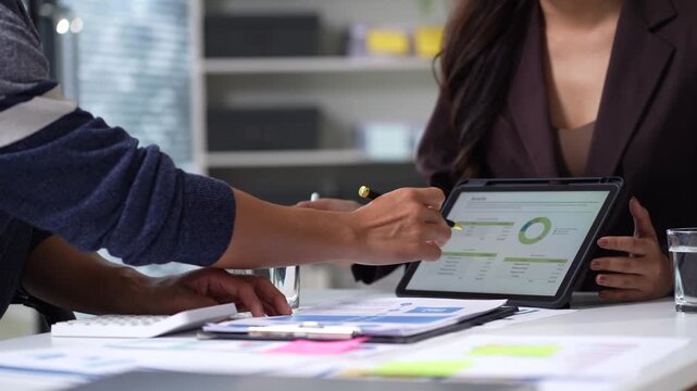 Business team or manager working and update tasks with milestones progress planning and professional investor working new start up project in the office.