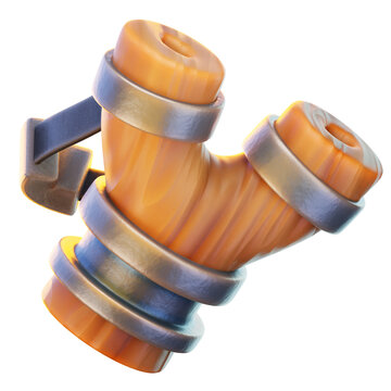 Slingshot 3D Render Icon, Classic Weapon Illustration