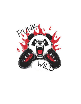 Wild Punk Panda Head Graphic for T Shirt