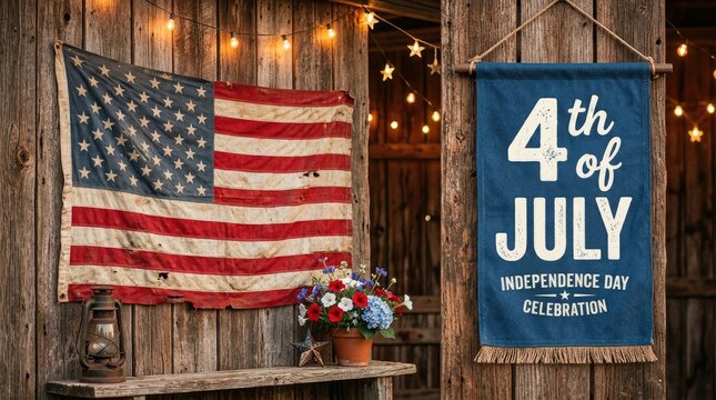 Patriotic 4th of july independence day celebration with american flag