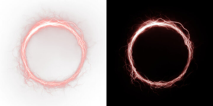 Magic lightning portal ring with blue electric energy glow, thunderbolt sparks and abstract vortex effect for sci fi and fantasy digital design concept