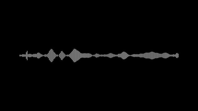 White audio waveform spectrum animation. A video showcasing a sound wave pattern on a black background