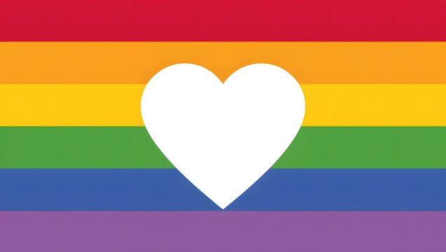 Colorful Rainbow Flag with Heart Symbol for Pride Celebrations