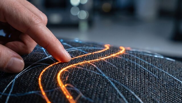 AI Driven Shipping Route Optimization on Smart Fabric Surface with Glowing Path