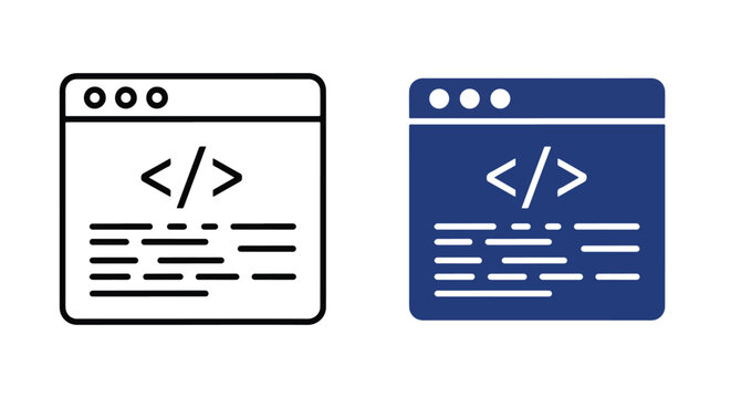 Web development coding script icons: Solid vector icons - Clipart, sticker - icon set - Editable modern style icon