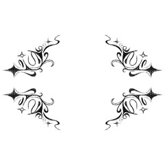 Fototapeta premium Cybersigilism Pencil Sketch Symbol Set Isolated on Transparent Background