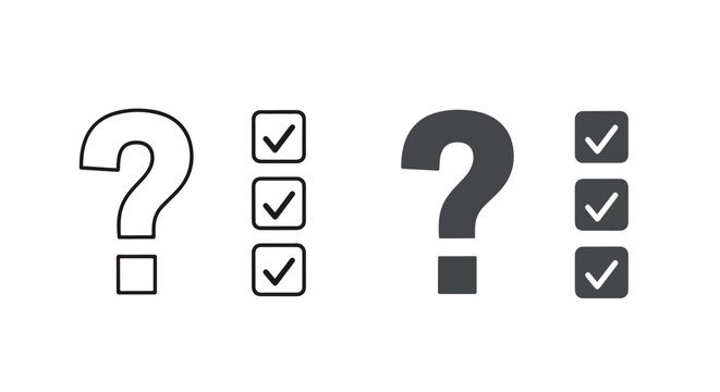 Question mark with checklist box icon: Solid vector icons - Clipart, sticker - icon set - Editable modern style icon
