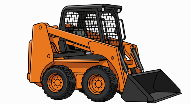 Orange skid steer loader vector illustration isolated on white