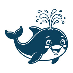 Fototapeta premium Happy Orca Whale Cartoon Ocean Animal Illustration