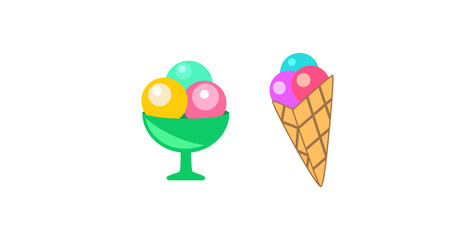 Fototapeta premium Colorful Ice Cream Dessert Summer Treat Vector Illustration Set