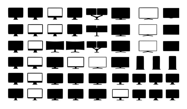 Flat screen monitor and television vector illustration collection