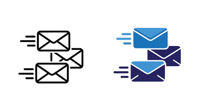 Email message sending batch icon: Solid vector icons - Clipart, sticker - icon set - Editable modern style icon
