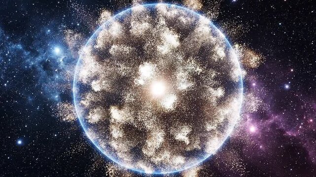 Radiating Dense Particle Light Ray and Colorful Nebula Loop