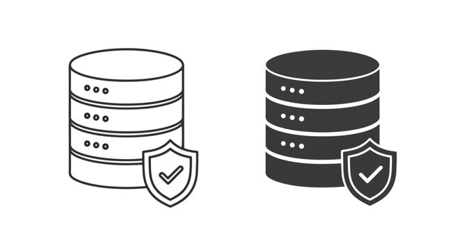 Data server security shield icons set: Glyph and solid icon set - Icon vector - logo icons. Blue, Black and white icons