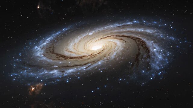 A stunning spiral galaxy, showcasing its luminous arms and central bulge against the dark expanse of space.