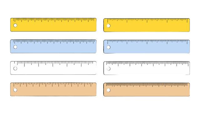 Set of colorful measuring rulers in flat vector style