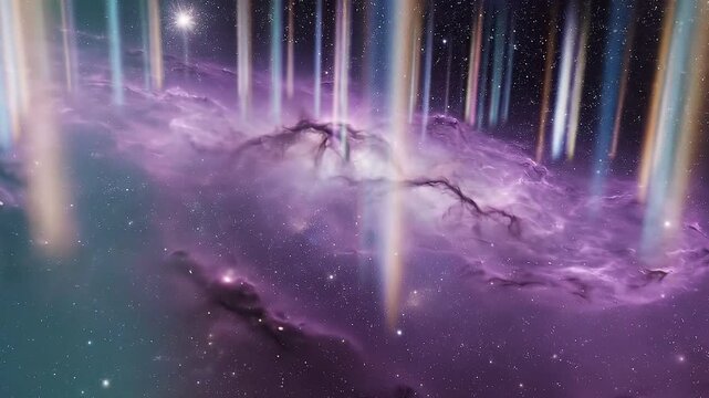Radiant Particle Light Rays and Colorful Nebula Deep Space Loop