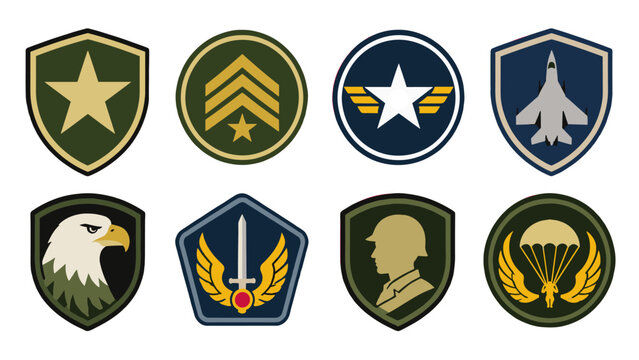 Set of military style badges and shield emblem icons