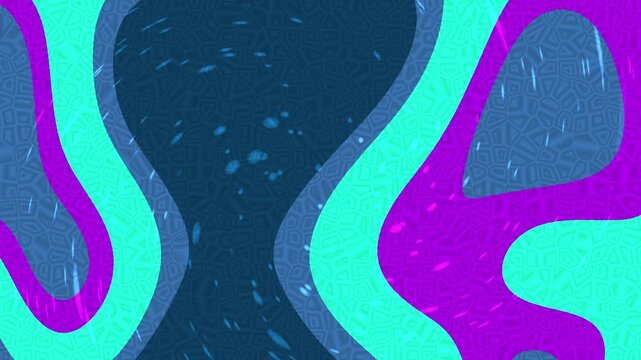 Abstract fluid background with wavy organic shapes in vibrant purple and cyan colors with grainy texture.