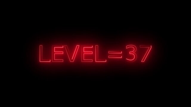 Abstract glowing neon level 37 animation on black background. motion graphic perfect for social media content