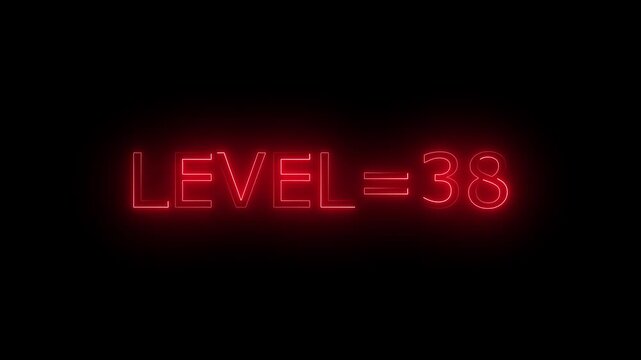 Abstract glowing neon level 38 animation on black background. motion graphic perfect for social media content