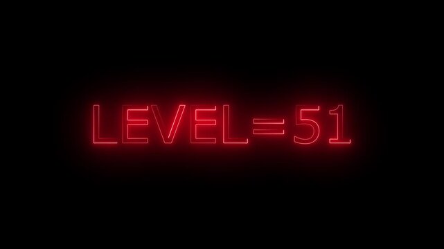 Abstract glowing neon level 51 animation on black background. motion graphic perfect for social media content