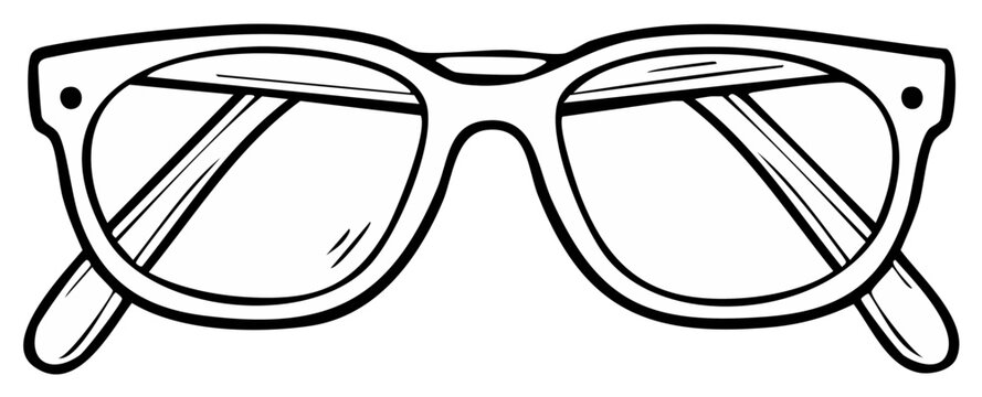 Classic line art illustration of a pair of stylish eyeglasses vector graphic