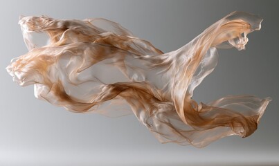 Fototapeta premium Silky translucent textile drifts in slow motion against gradient grey backdrop