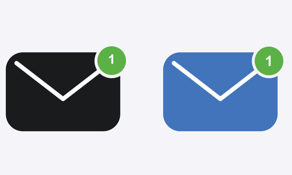 Minimalist black and blue email envelope icons with unread message