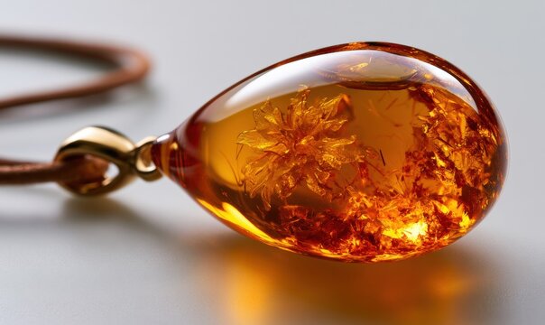 Natural amber teardrop pendant