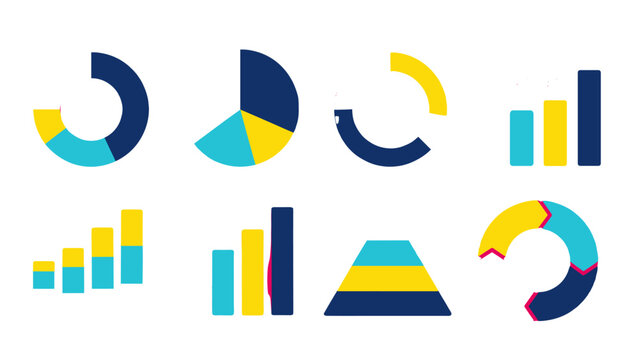 Colorful business charts and infographic elements set