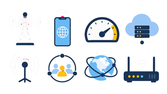 Set of wireless network and internet technology vector icons
