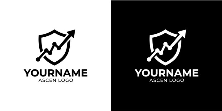Business logo template with shield and arrow.