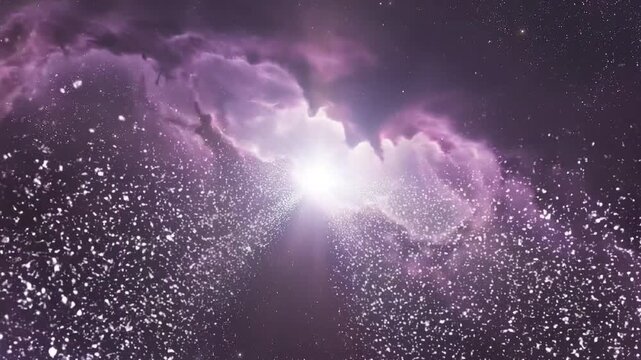 Radiating Particle Light Rays Through Colorful Cosmic Nebula Loop
