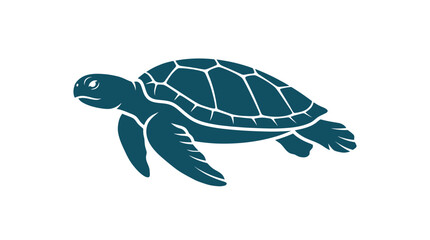 Minimalist Teal Sea Turtle Silhouette Icon © budi