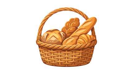 Fototapeta premium Freshly baked bread in wicker basket 1.