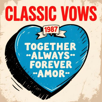 1987 Classic Vows: Together Always Forever Amor Heart Art