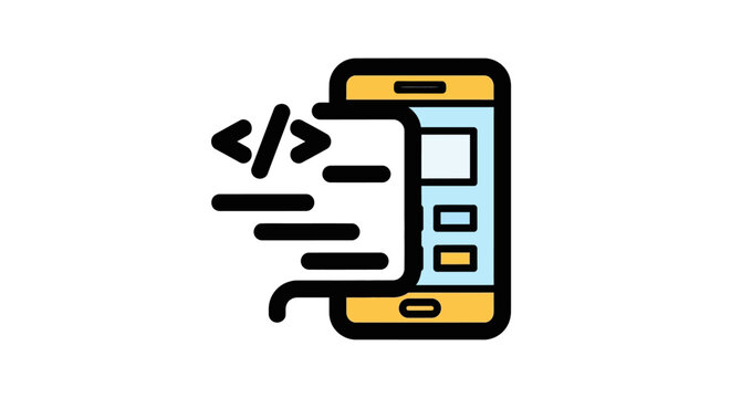 Mobile coding concept with phone and code symbols