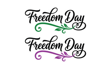 Naklejka premium Vector illustration of freedom day with elegant calligraphy and floral designs