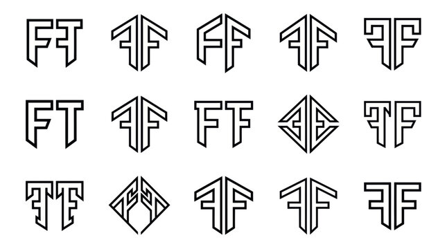 Modern FF Monogram Logo Designs Collection, Geometric Lettermark Icons